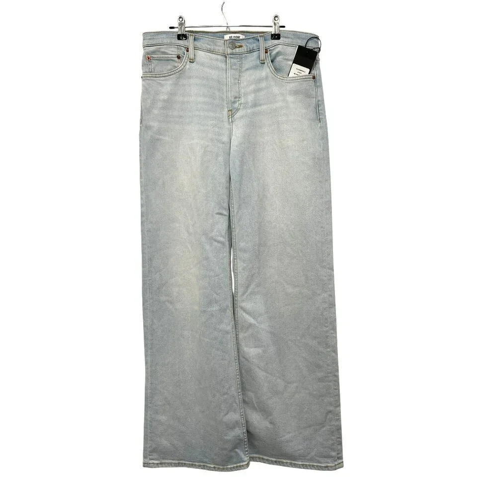 Re/Done Mid Rise Wide Leg Acqua NWT Size 30 Redone - Picture 2 of 6